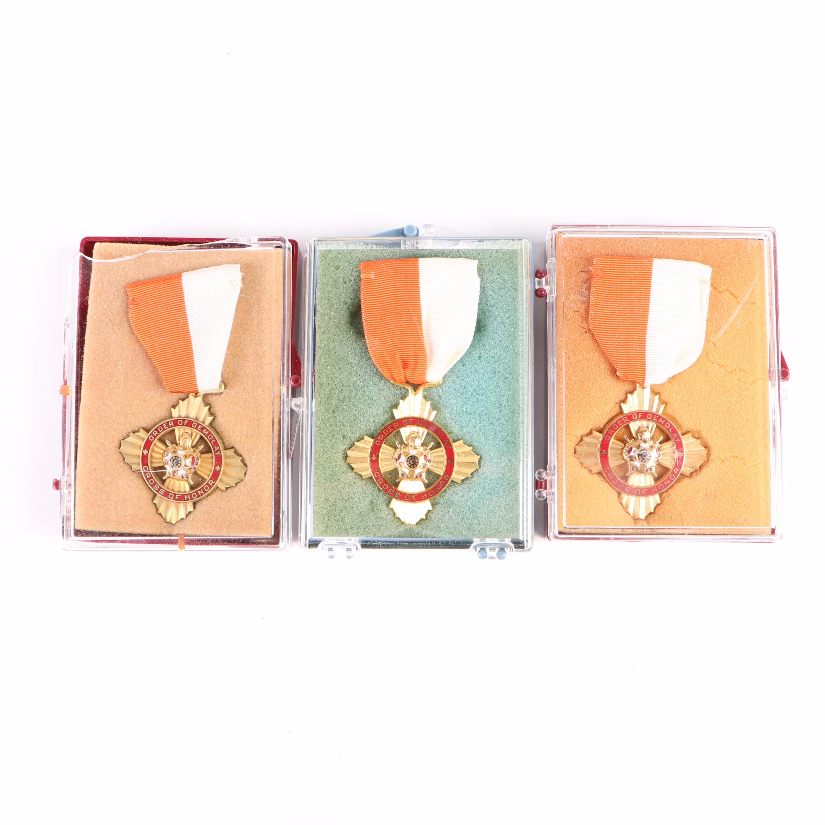 Masonic "Oola Khan" Fez and Order of DeMolay Medals, Mid 20th Century