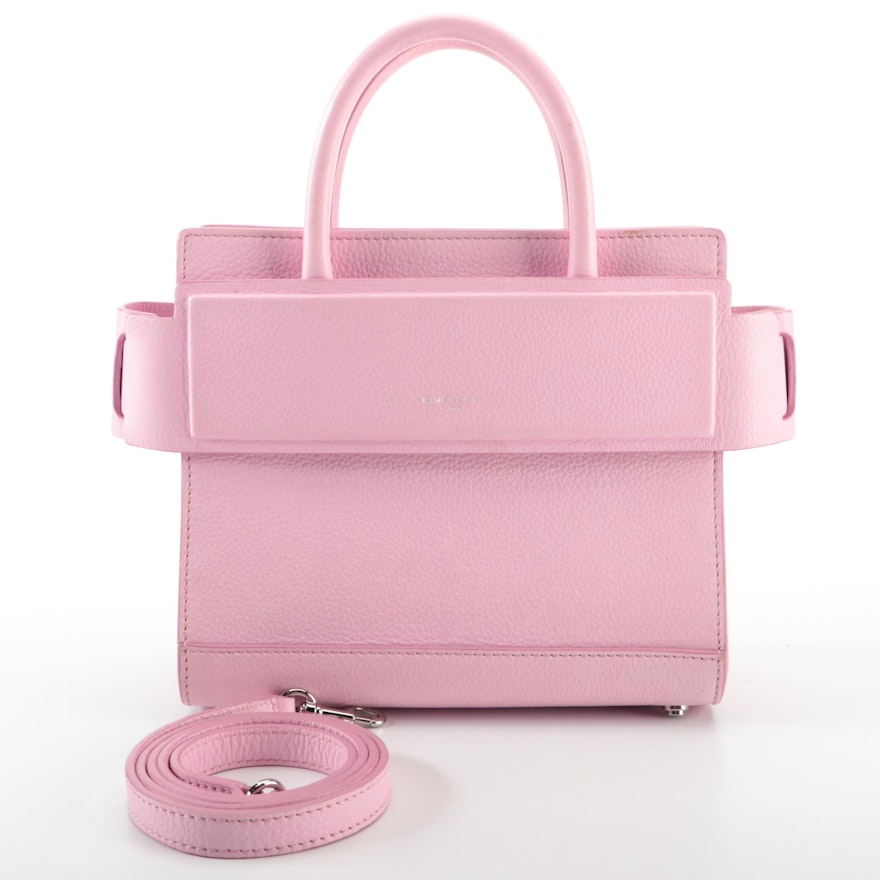 Givenchy Horizon Mini Satchel in Pink Grained Leather with Detachable Strap