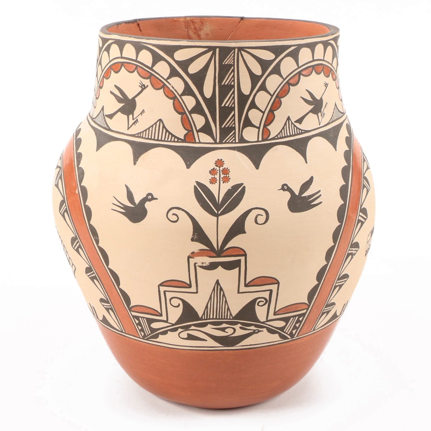 Irene Herrera Zia Pueblo Polychrome Terracotta Vessel