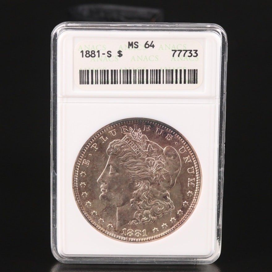 ANACS Graded MS64 1881-S Morgan Silver Dollar