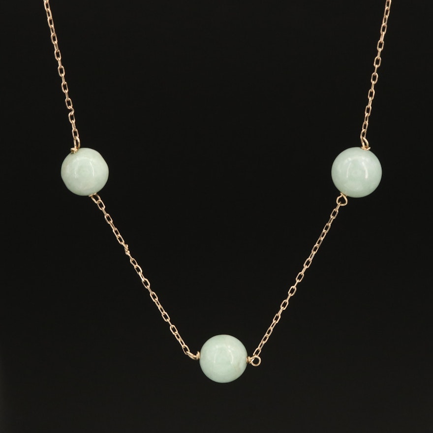 14K Jadeite Station Necklace