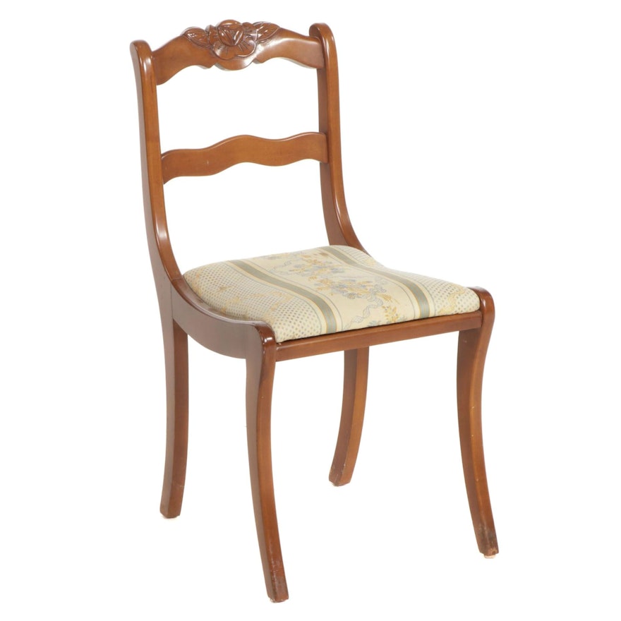 Classical Style Maple-Stained and Rose-Carved Dining Chair, 20th Century