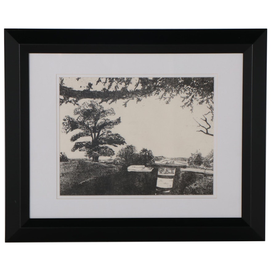 Carolyn Callis Landscape Lithograph, Late 20th Century