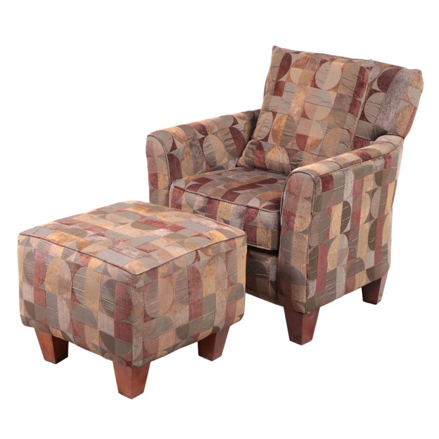 Corinthian Inc. for FrontRoom Furnishings Upholstered Easy Armchair and Ottoman