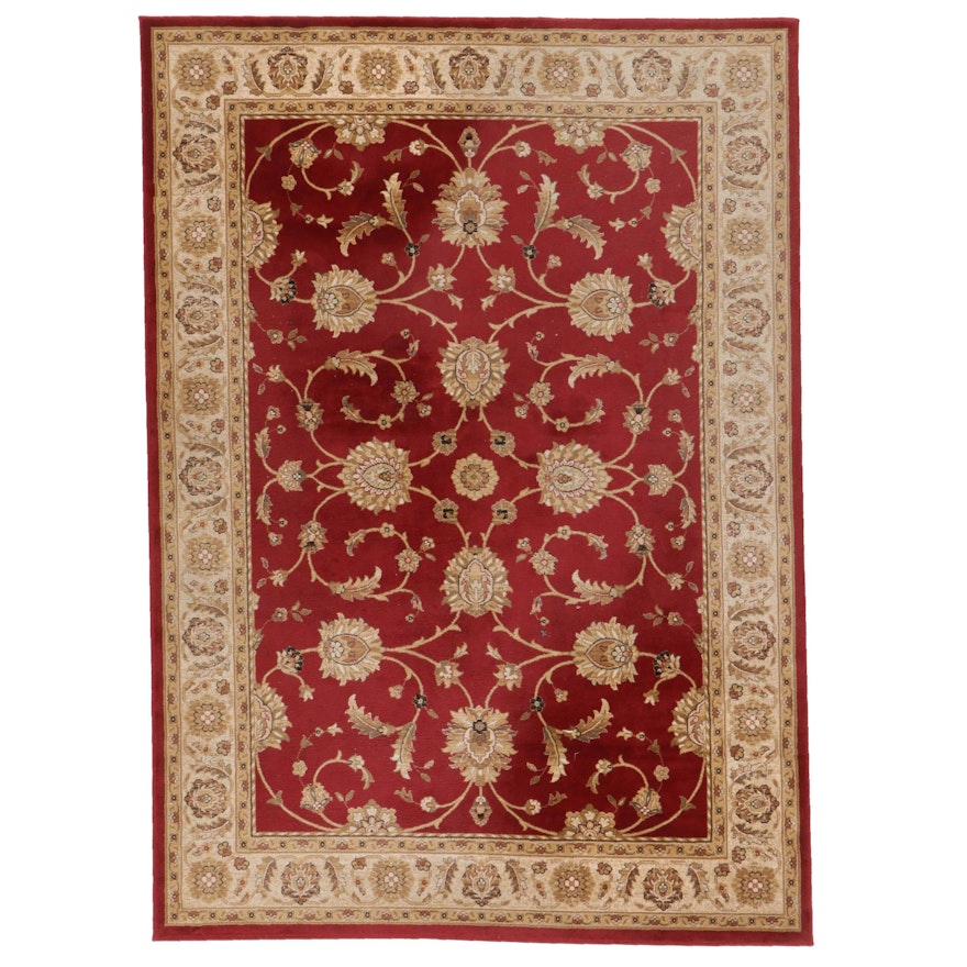 7'9 x 10'11 Machine Made Red and Beige Area Rug