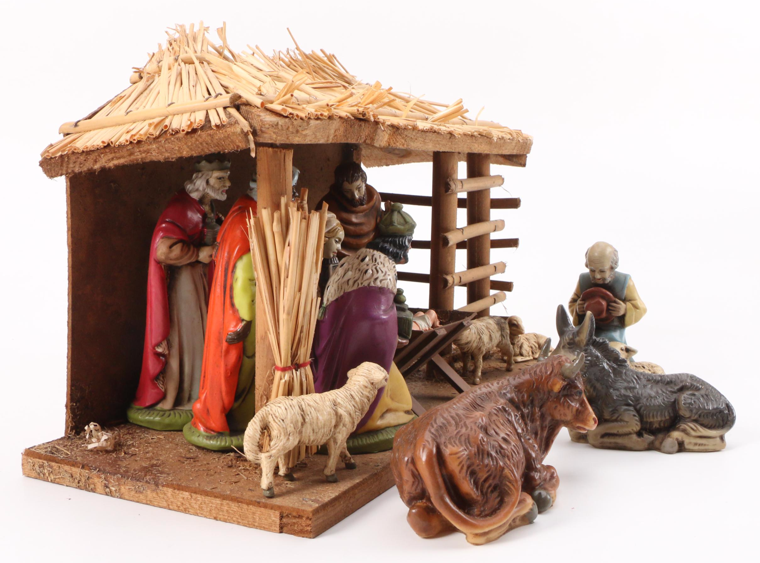 German Christmas Nativity Set, Mid to Late 20th Century