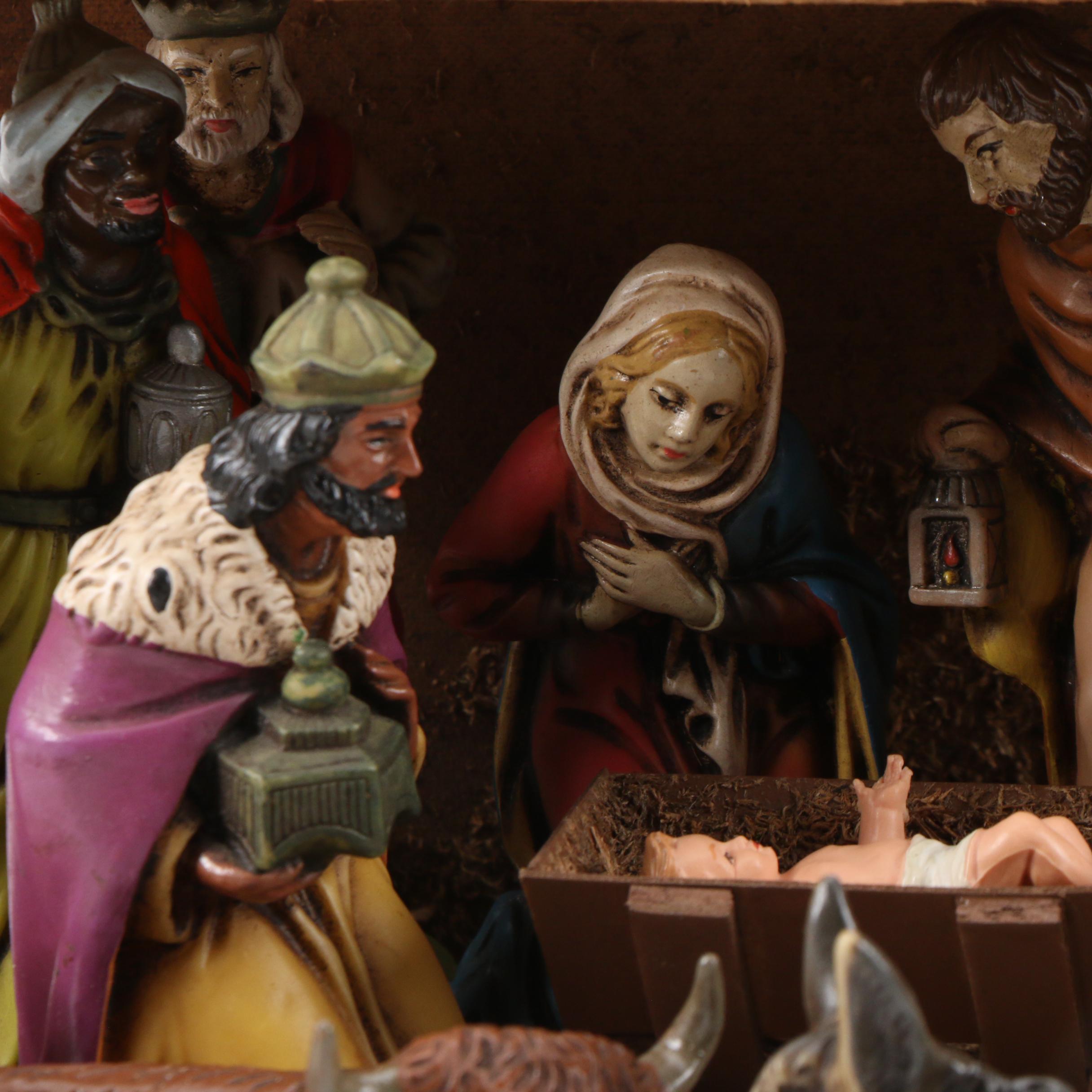 German Christmas Nativity Set, Mid to Late 20th Century