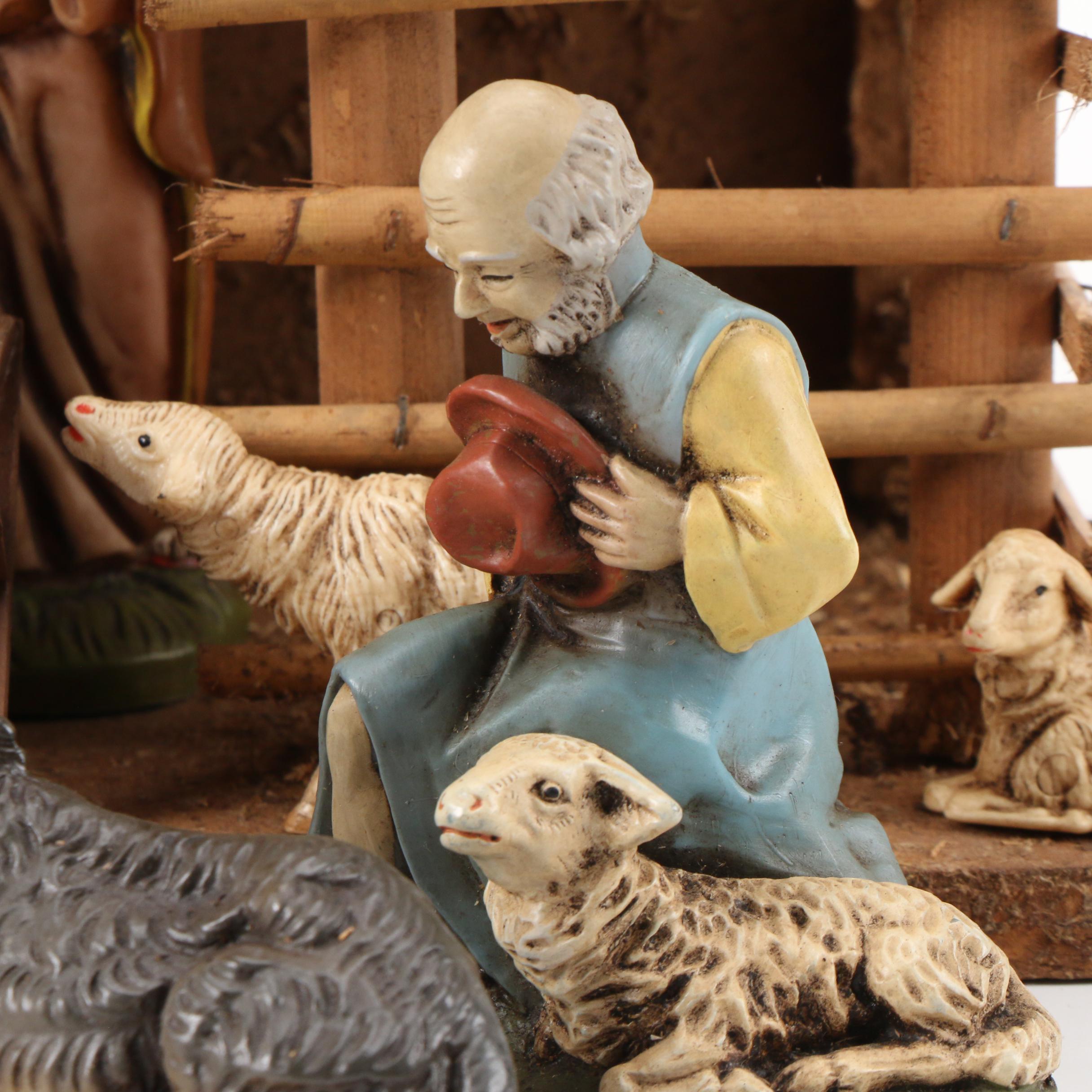 German Christmas Nativity Set, Mid to Late 20th Century