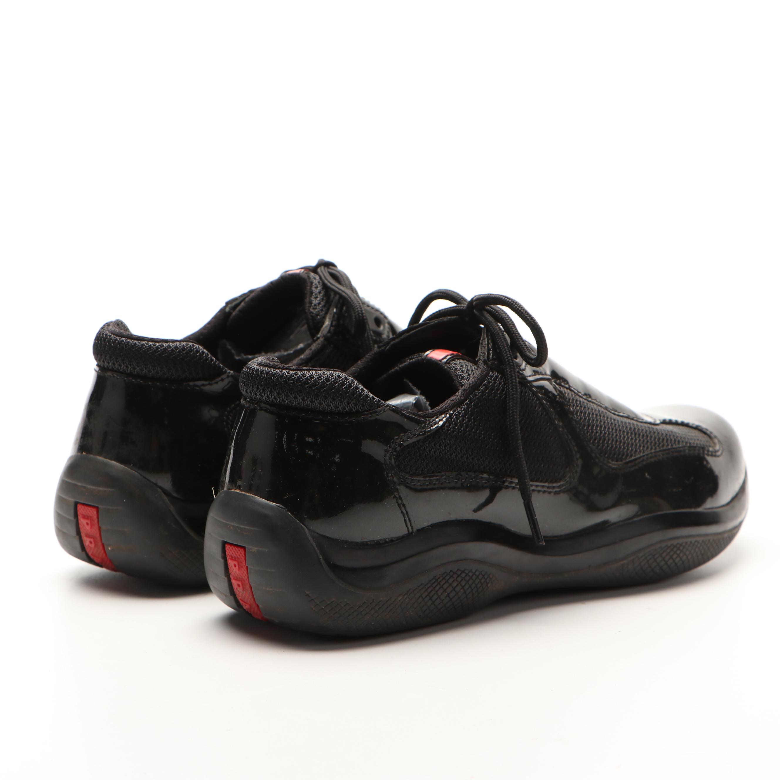 Prada Luna Rossa America's Cup Sneakers with Patent Leather Trim