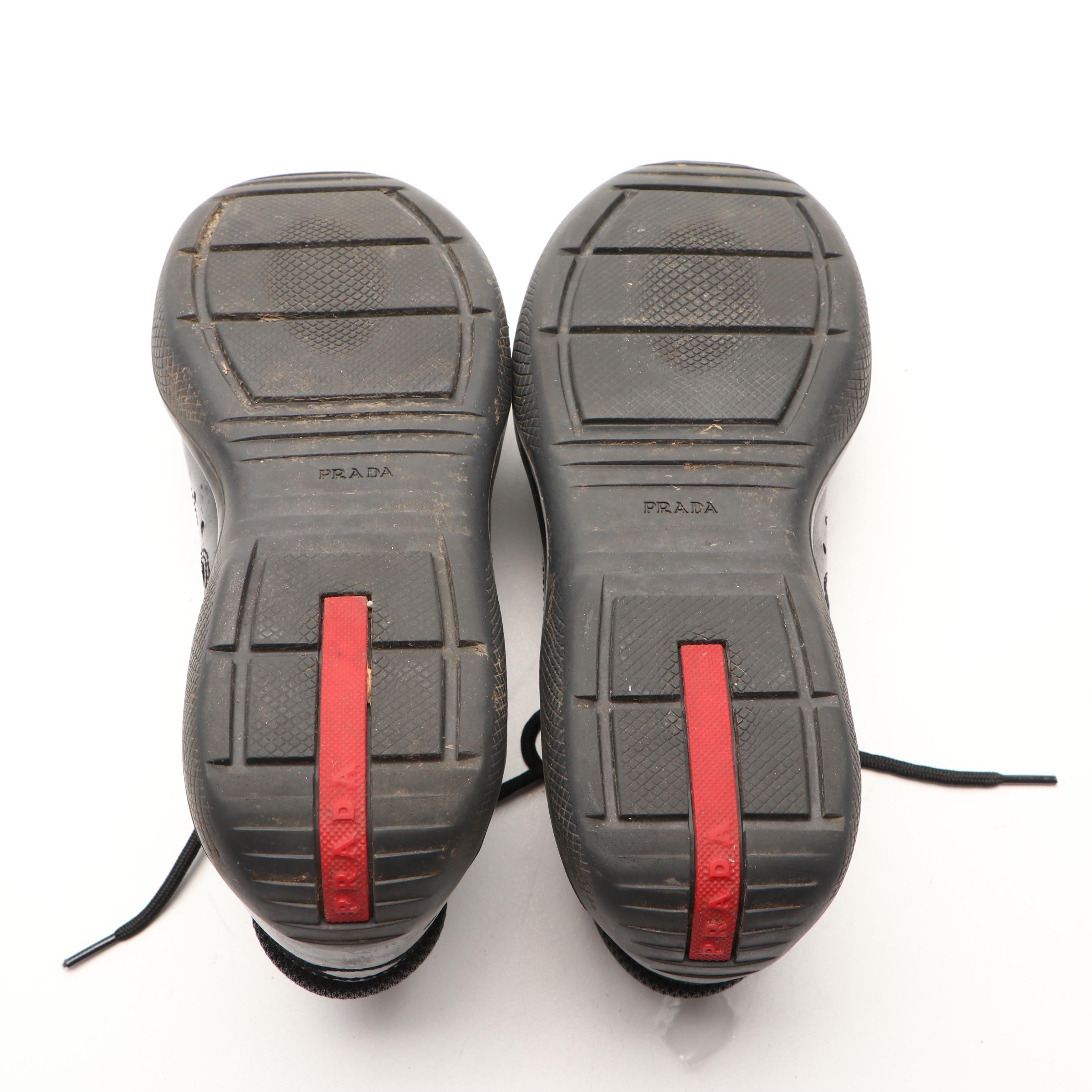 Prada Luna Rossa America's Cup Sneakers with Patent Leather Trim