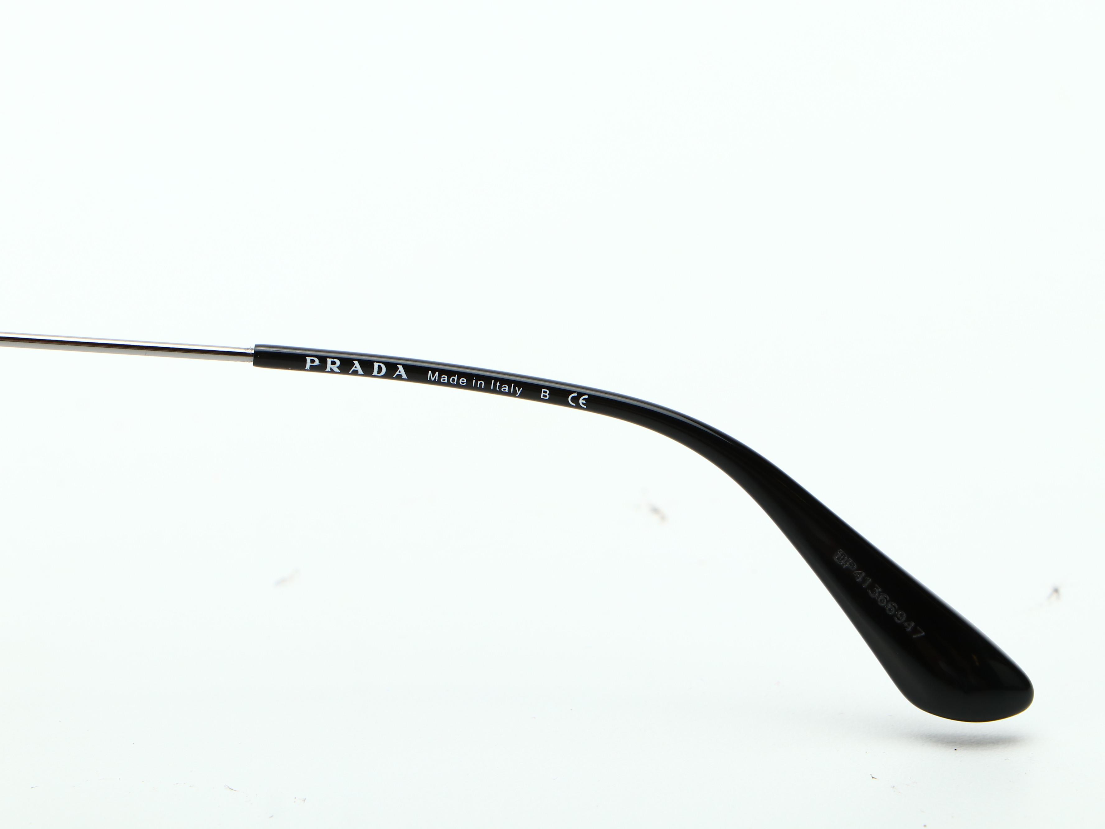 Prada SPR06V Metal-Clear-Black Frame Sunglasses with Grey Gradient Lens