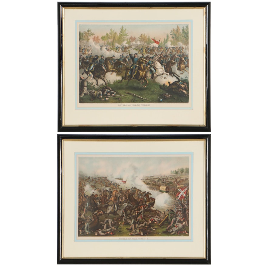Kurz & Allison Color Lithographs Including "Battle of Cedar Creek"