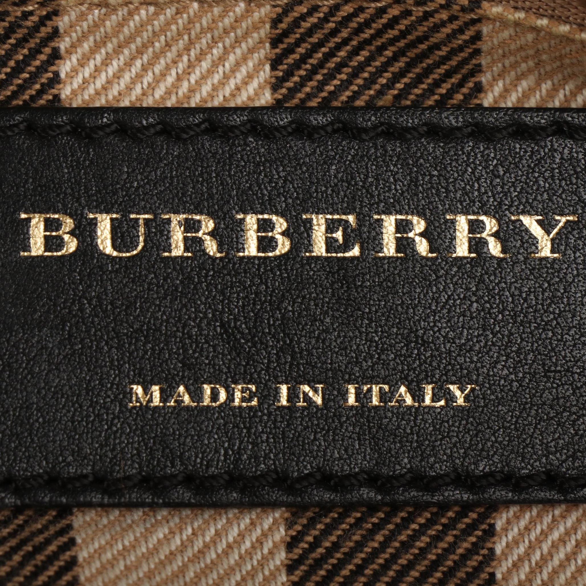 Burberry Alchester Bowling Bag in Black Leather with "Nova Check" Lining