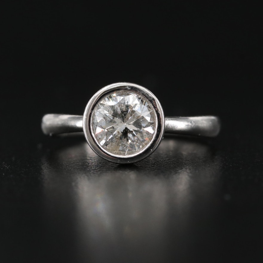 Platinum 1.27 CT Diamond Bezel Set Ring