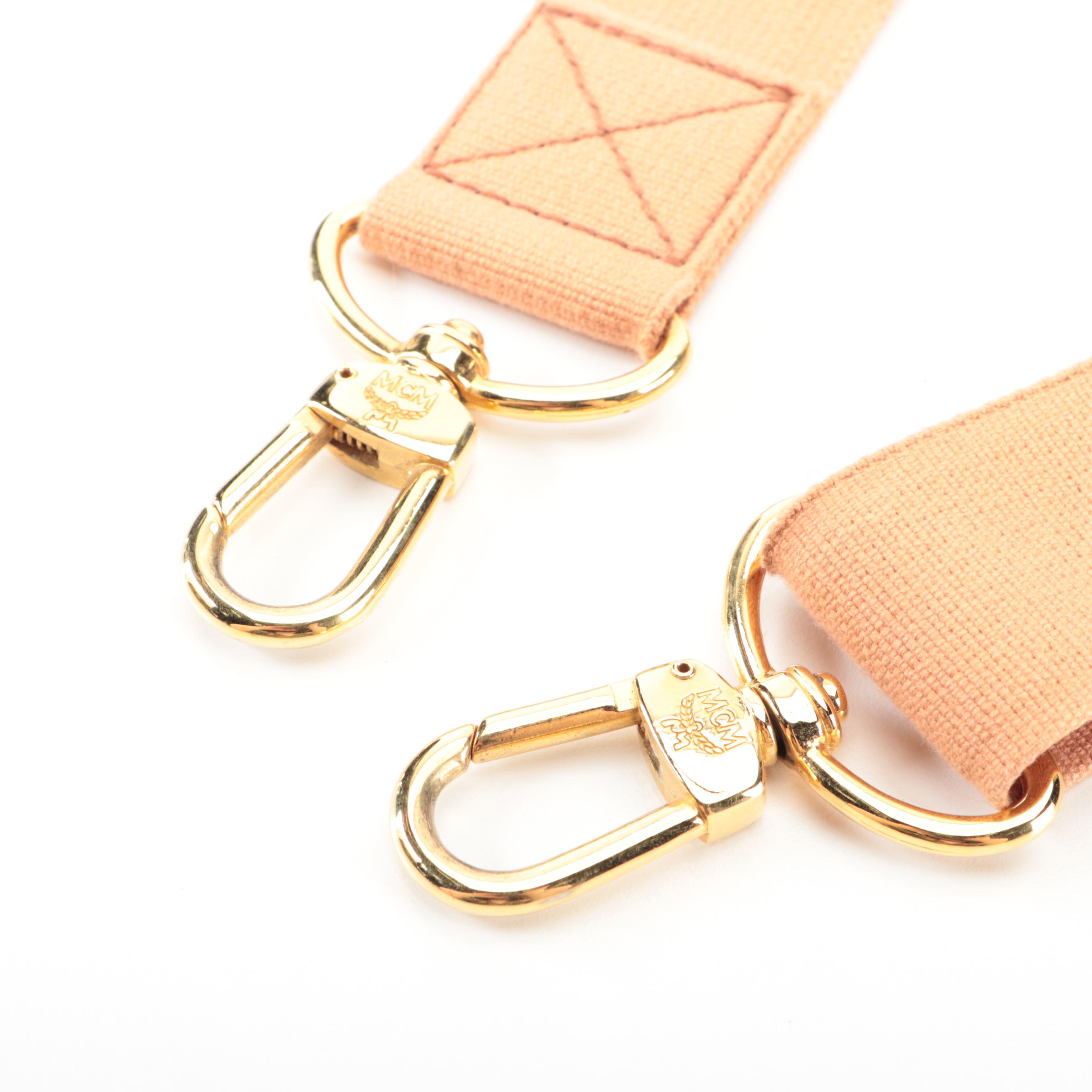 MCM Travel Bag in Cognac Monogram Visetos and Leather with Detachable Strap