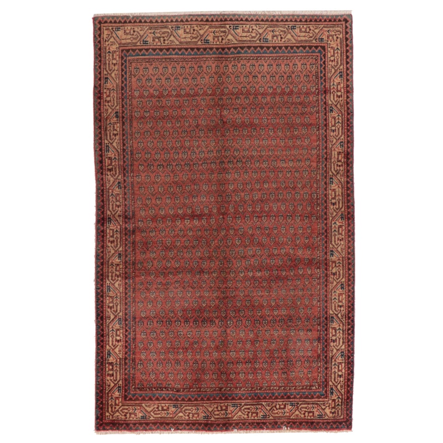 4'3 x 6'9 Hand-Knotted Persian Seraband Mir-i-Boteh Area Rug