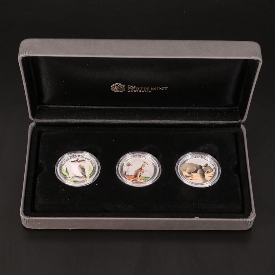 2012 Australian Colorized Silver Three Coin Proof Set