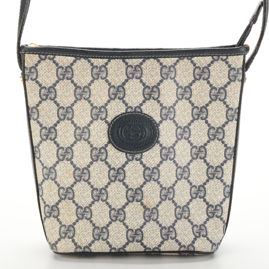 Gucci Crossbody Bag in Navy GG Supreme Canvas and Leather Trim