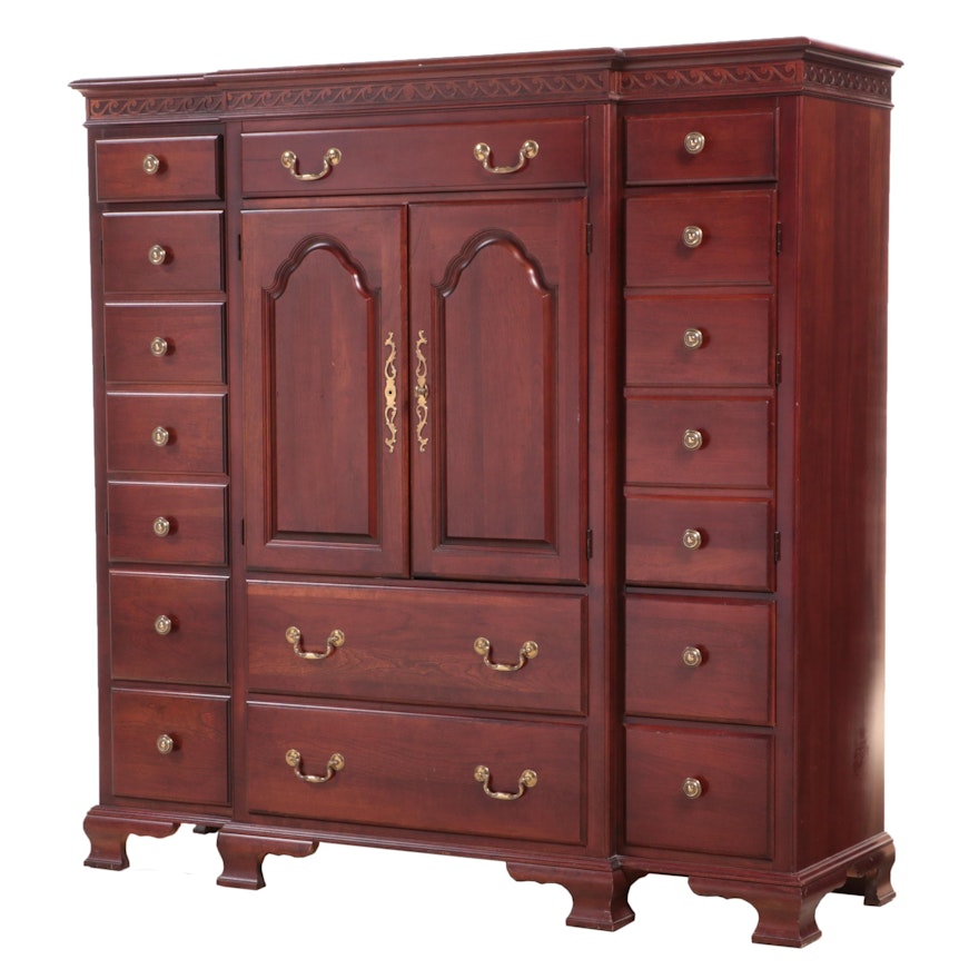 Federal Style Cherrywood Breakfront Entertainment Cabinet