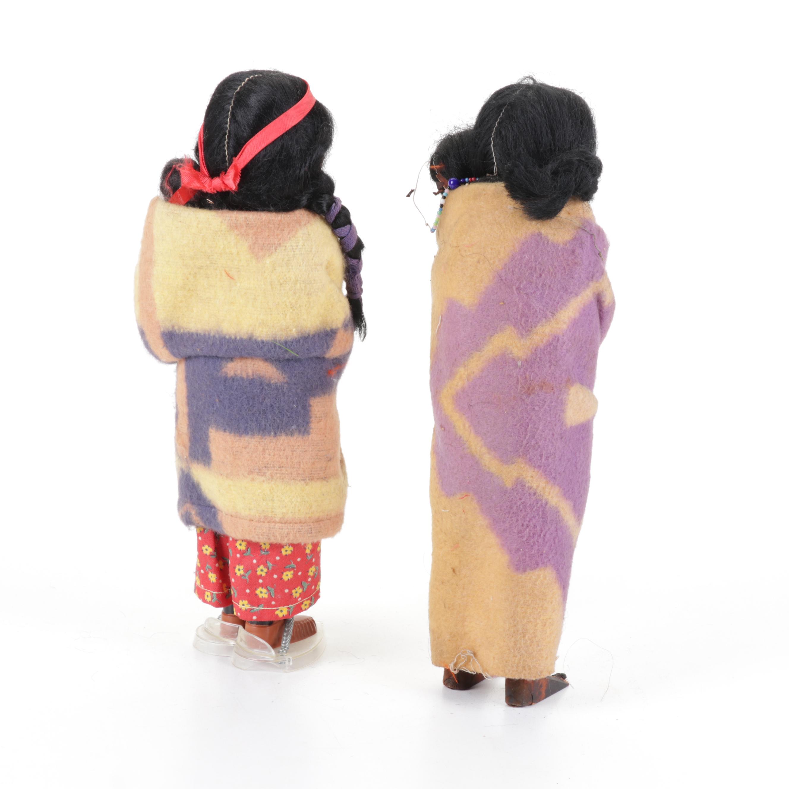 Native American Hand-Crafted Skookum Dolls, Mid-20th Century