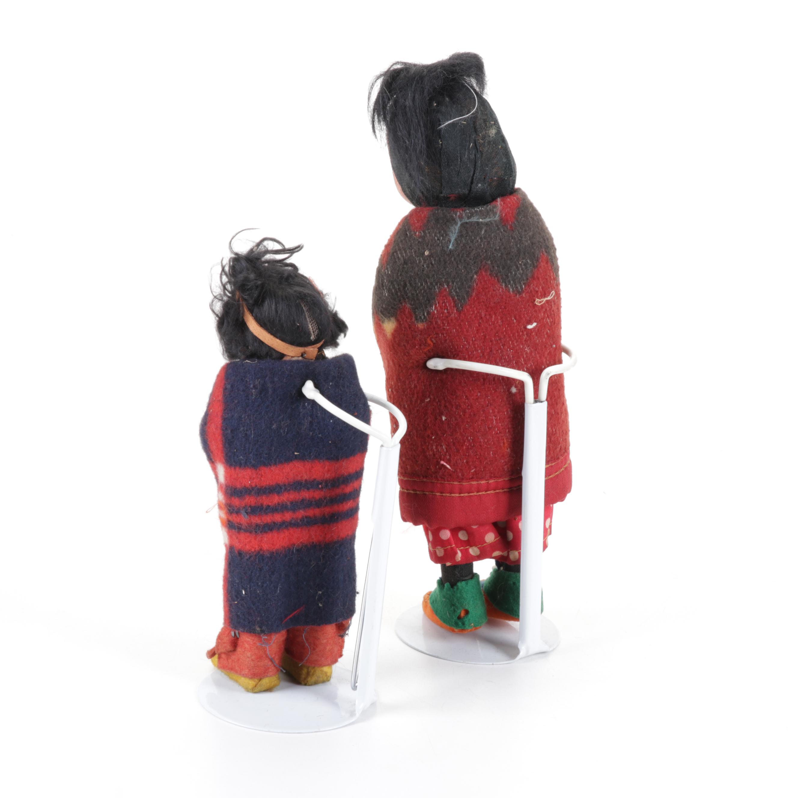 Native American Hand-Crafted Skookum Dolls, Mid-20th Century