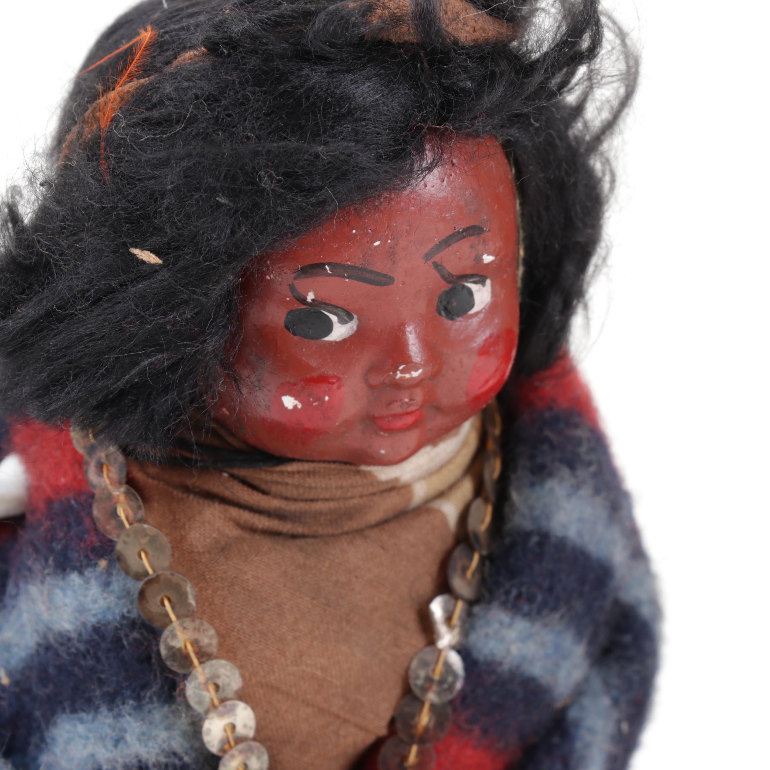 Native American Hand-Crafted Skookum Dolls, Mid-20th Century