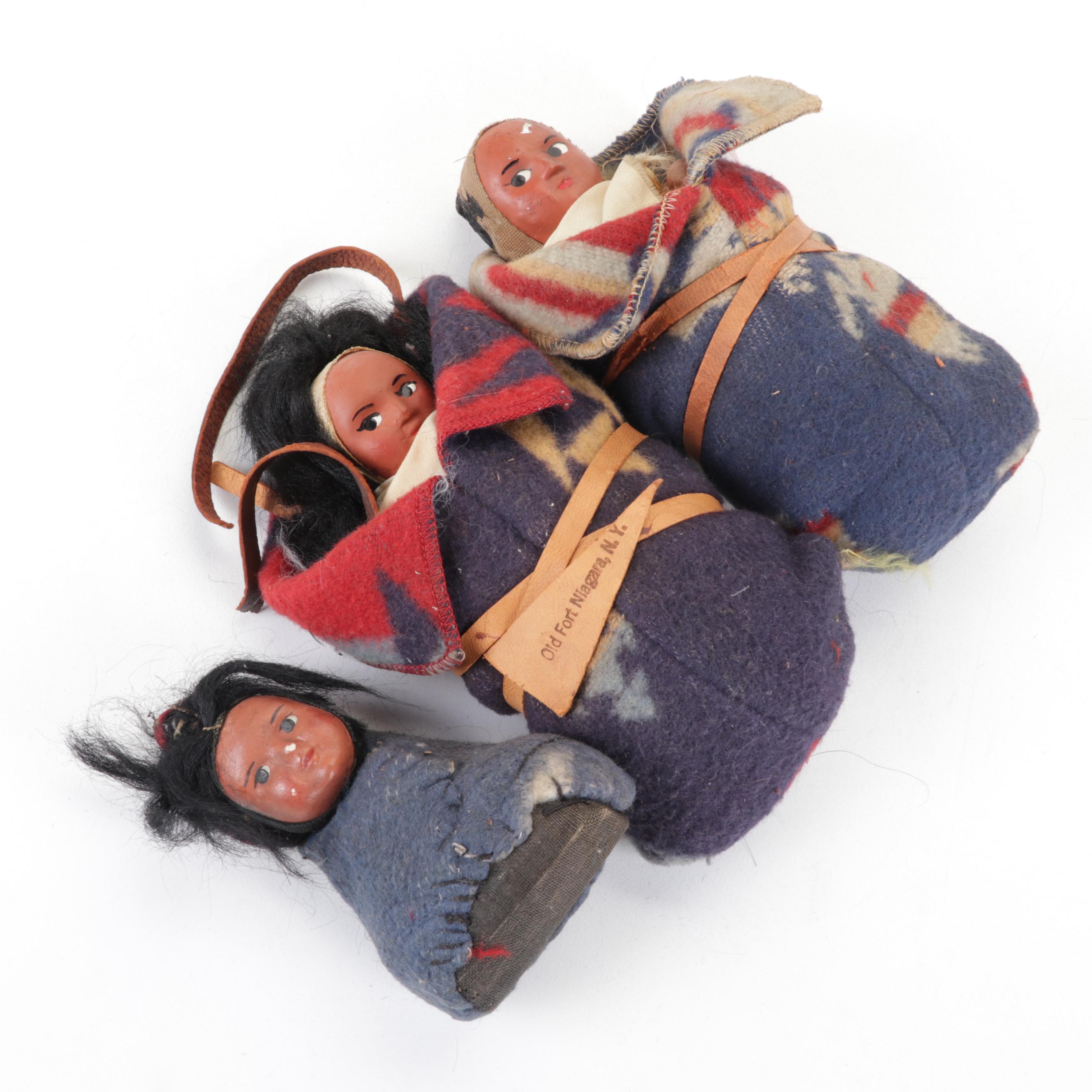 Native American Hand-Crafted Skookum Dolls, Mid-20th Century