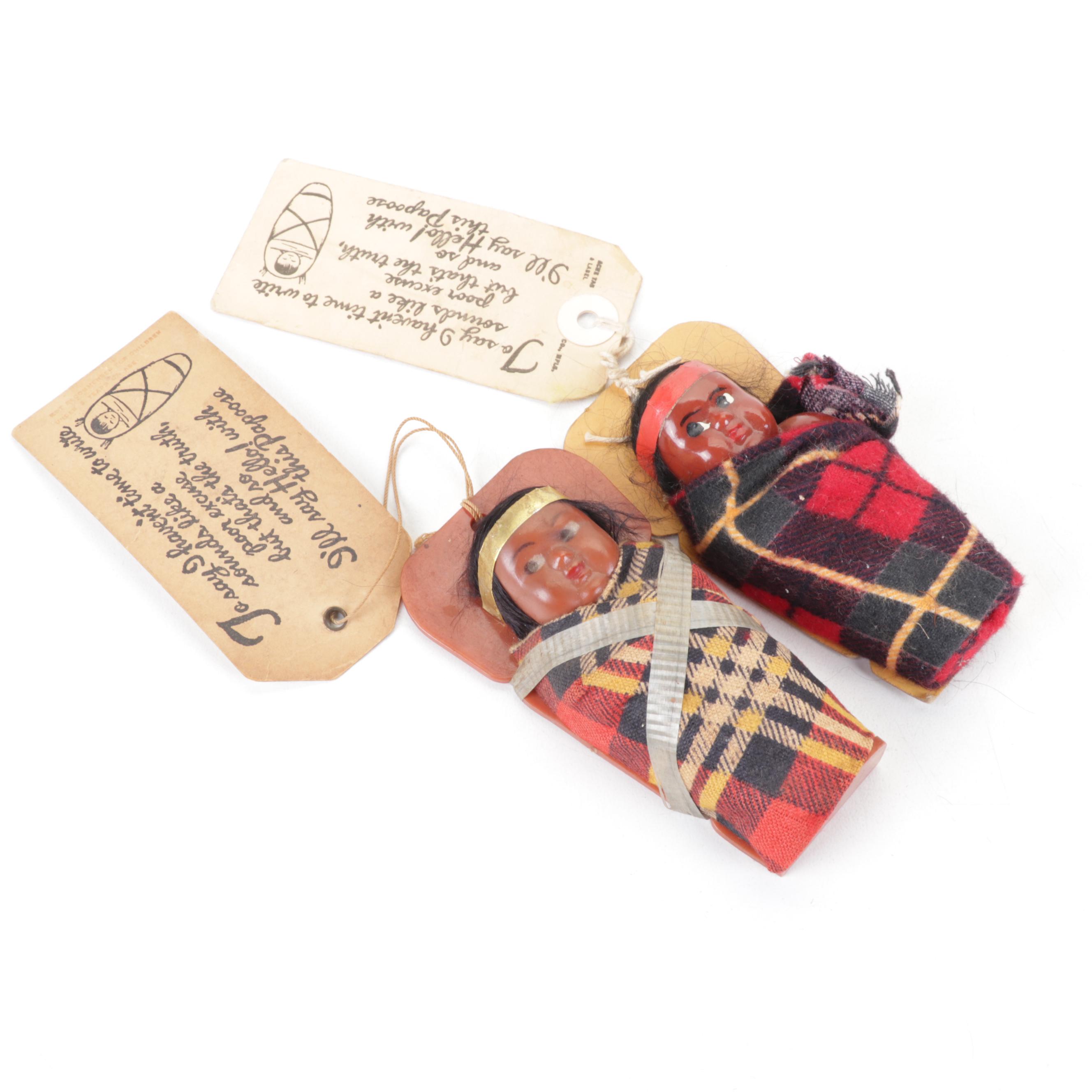 Native American Hand-Crafted Skookum Dolls, Mid-20th Century