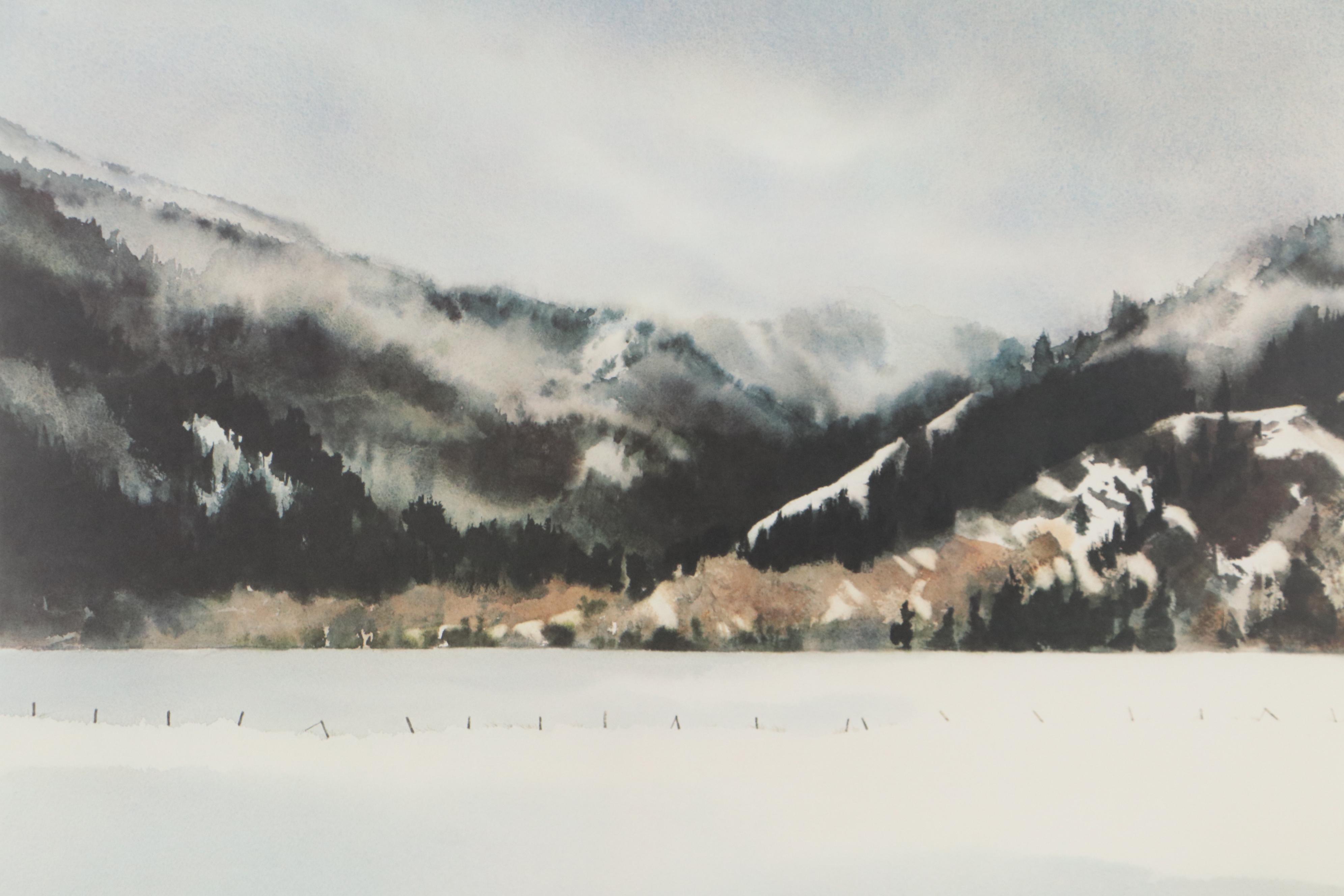 Nancy Taylor Stonington Offset Lithograph "Fox Creek," Late 20th Century