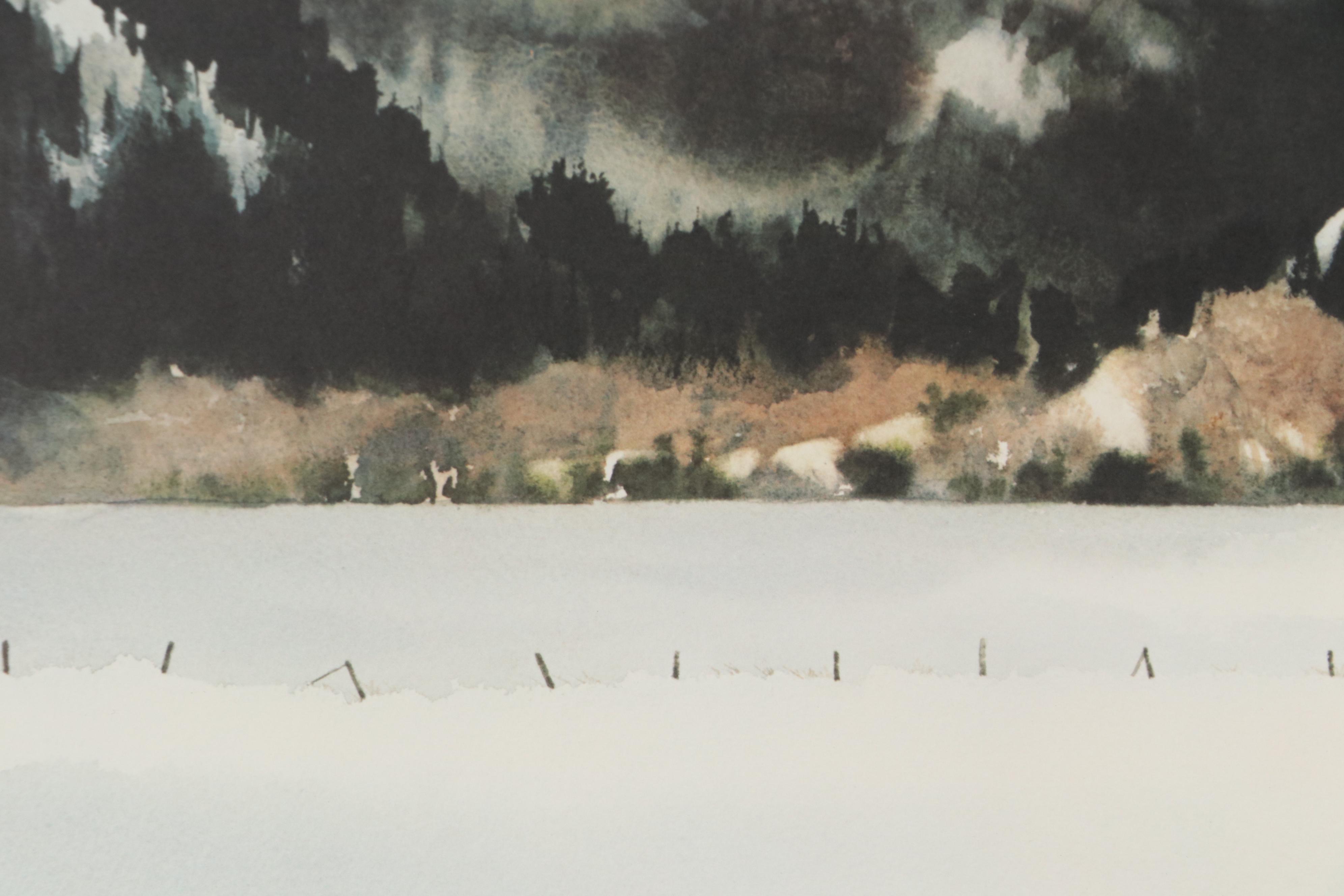 Nancy Taylor Stonington Offset Lithograph "Fox Creek," Late 20th Century