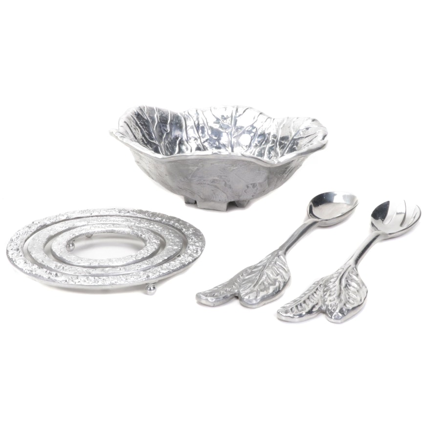 Teresa Golan Cast Aluminum Salad Bowl Set and Trivets