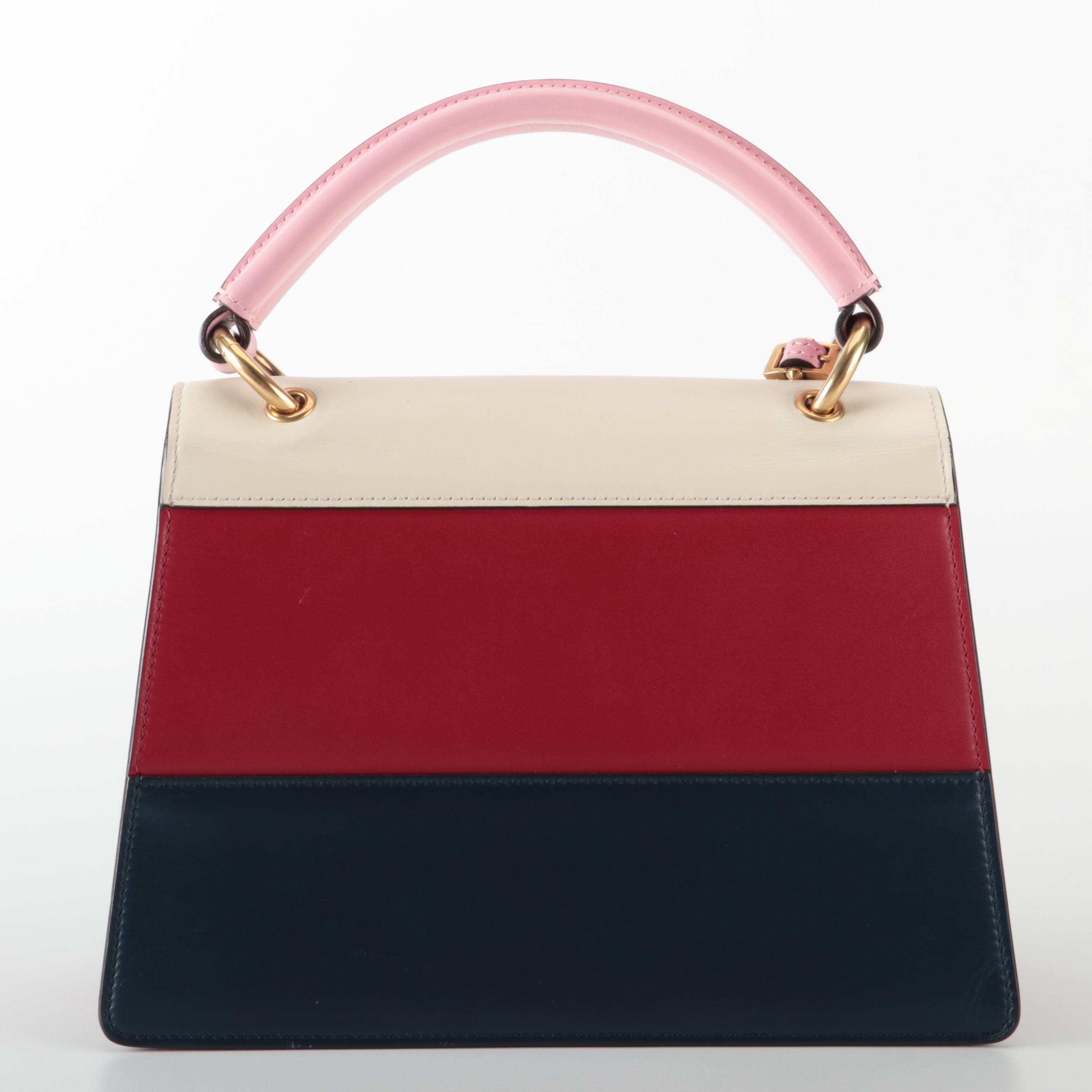 Gucci Queen Margaret Top Handle Bag in Colorblock Leather with Embellished Flap