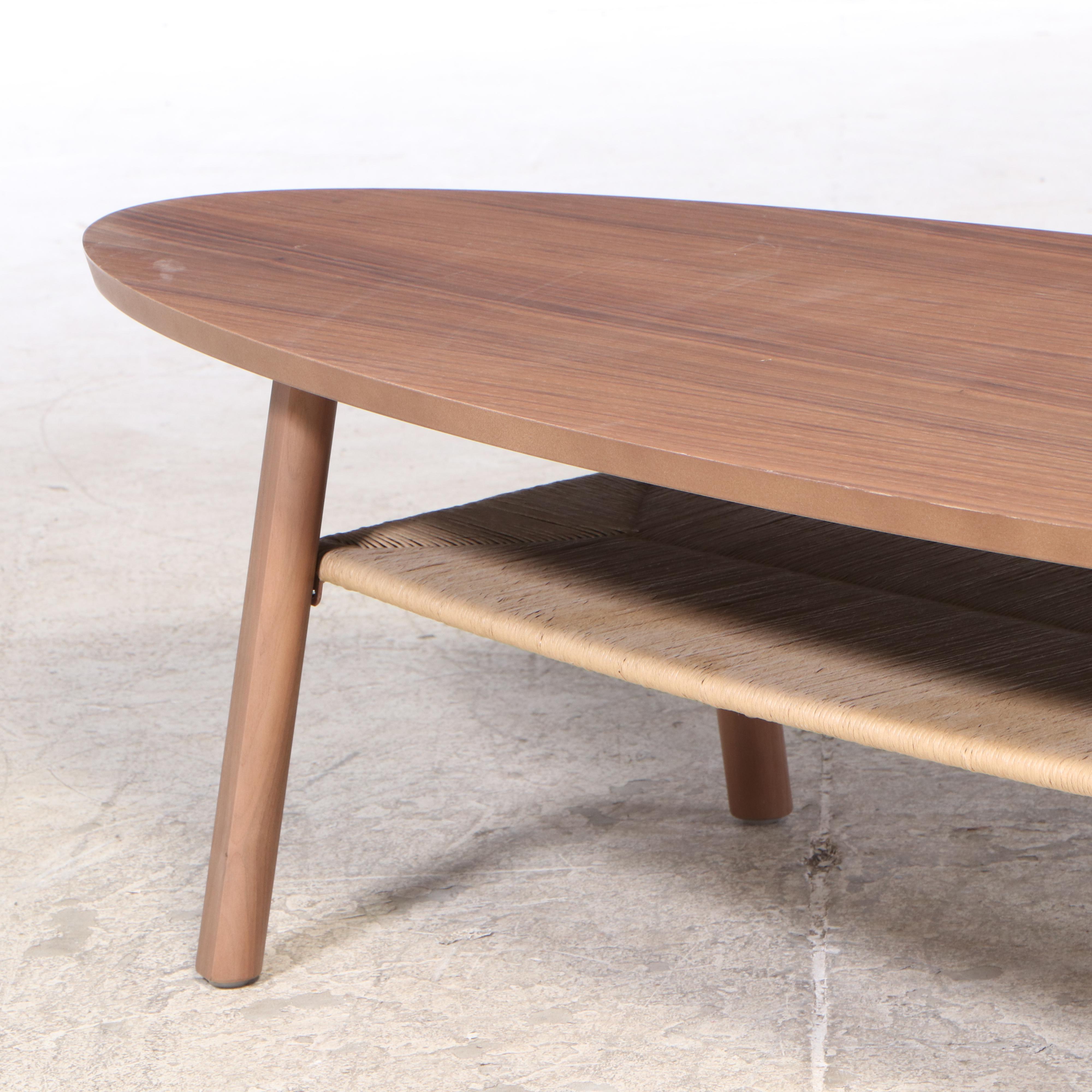 IKEA "Stockholm" Modernist Style Walnut and Papercord Coffee Table