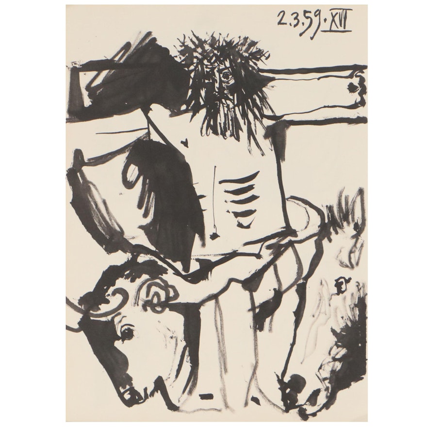 Offset Lithograph of Christ on Cross After Pablo Picasso