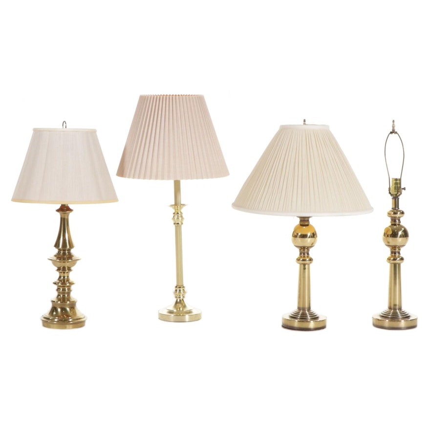 Four Brass Table Lamps, Mid to Late 20th Century