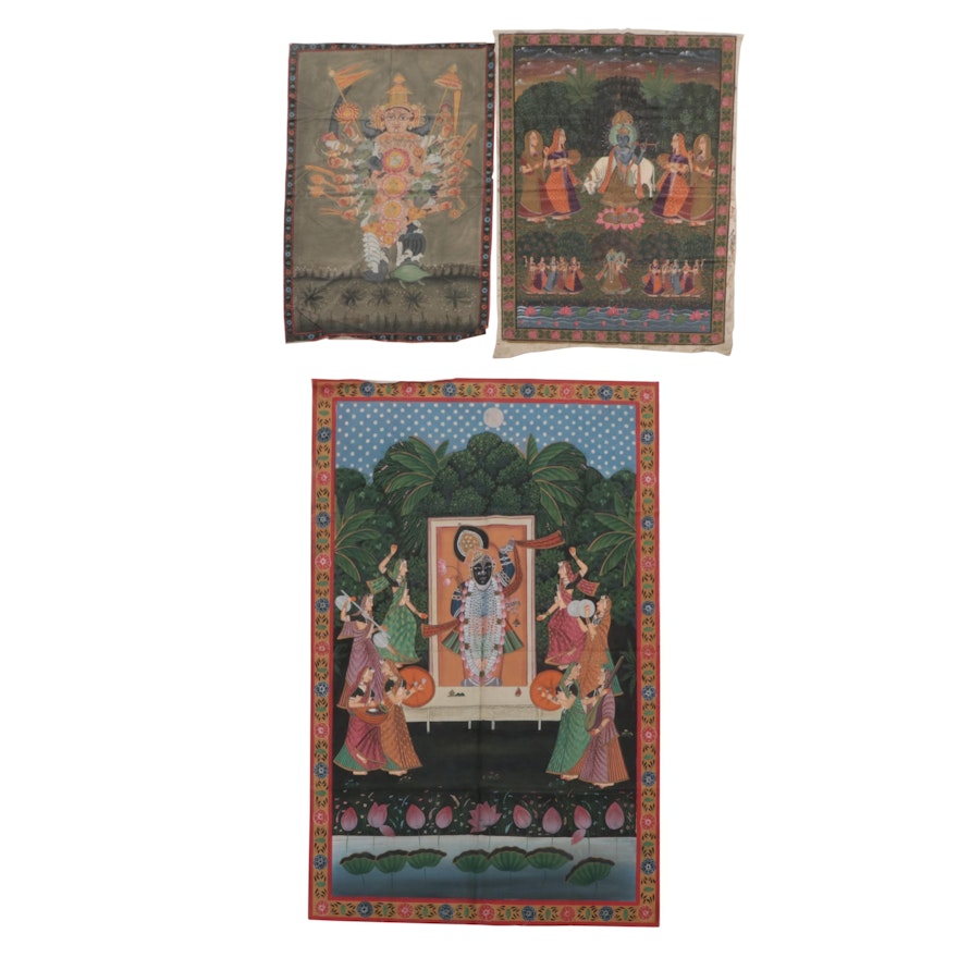 Mughal Style Oil Paintings of Figural Scenes