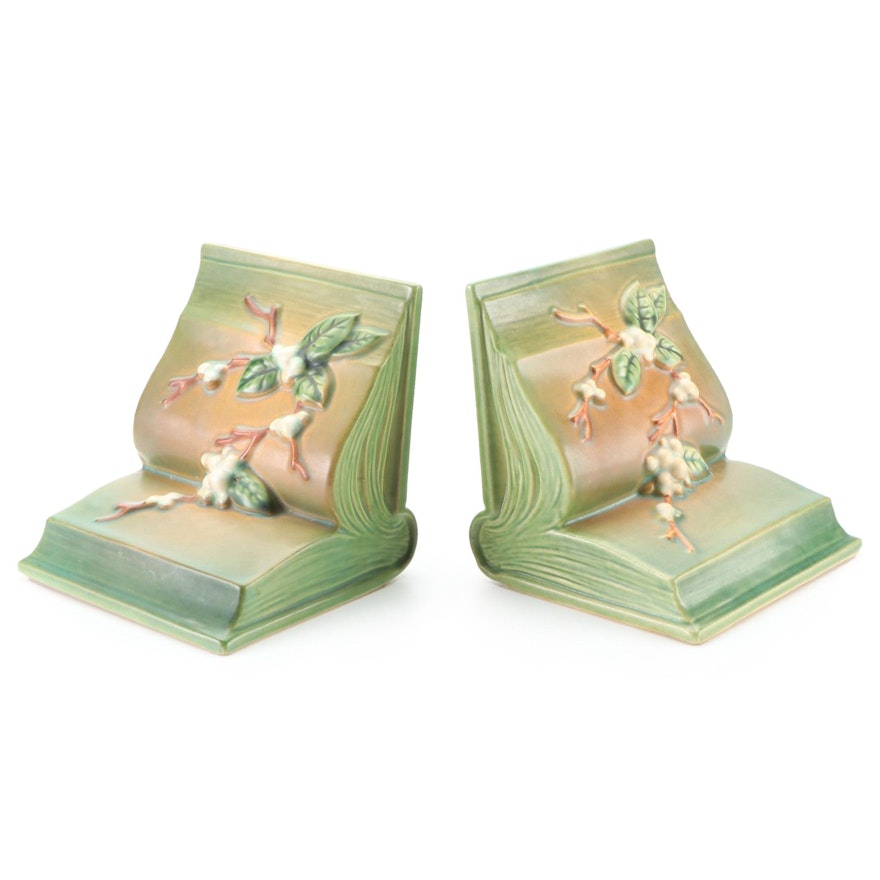 Roseville Pottery "Snowberry" Bookends, Mid-20th Century