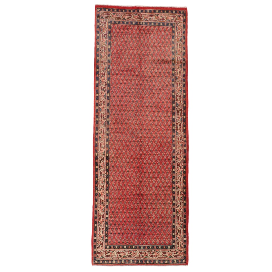 3'10 x 10'7 Hand-Knotted Persian Seraband Mir-i-Boteh  Long Rug