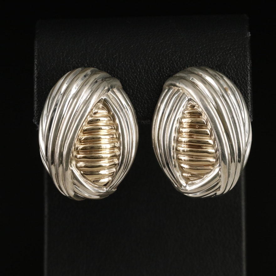 Tiffany & Co. Sterling Fluted Earrings with 14K Accents
