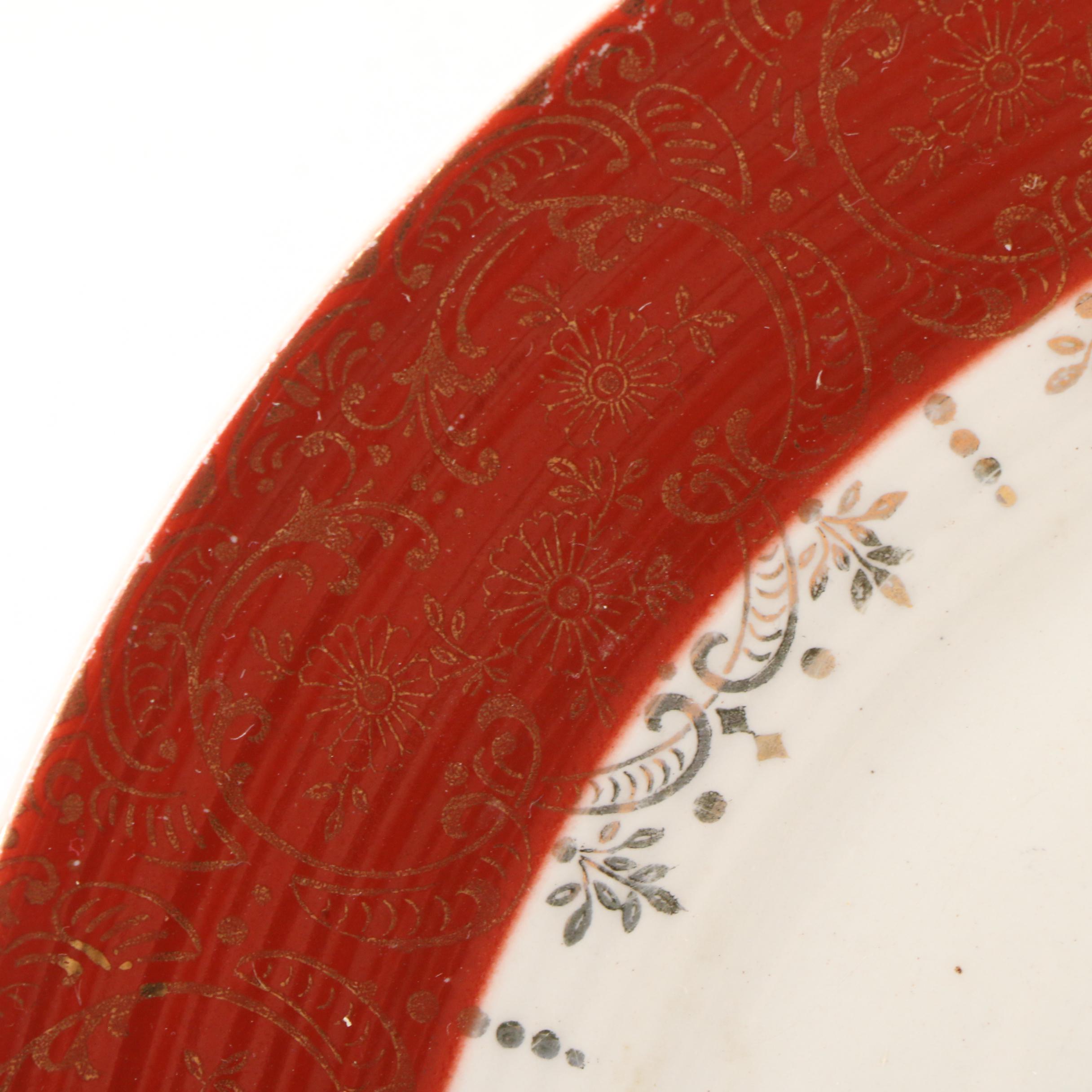 Limoges American "Meissen Rose Red" Porcelain Dinnerware, Mid-20th Century