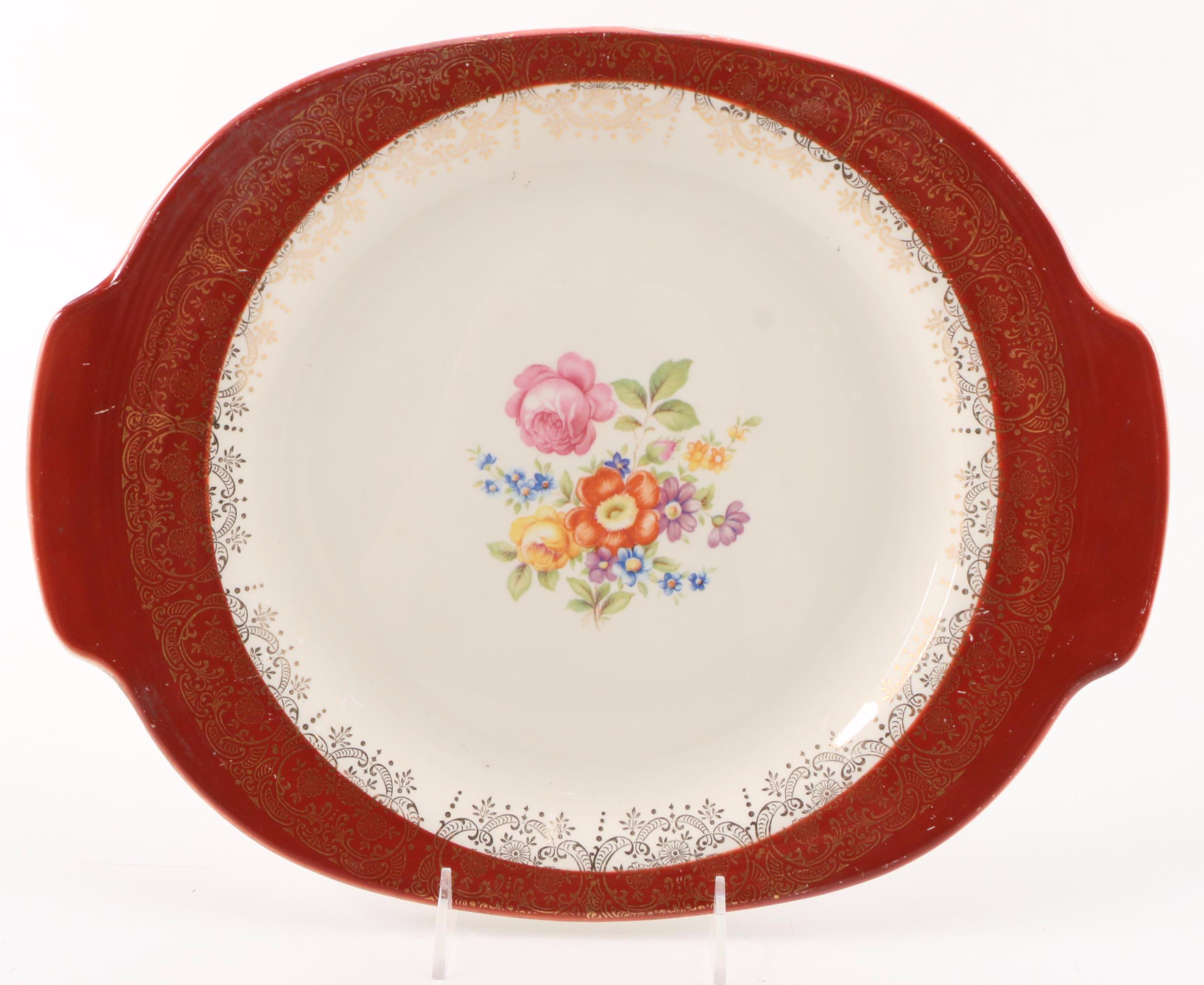 Limoges American "Meissen Rose Red" Porcelain Dinnerware, Mid-20th Century