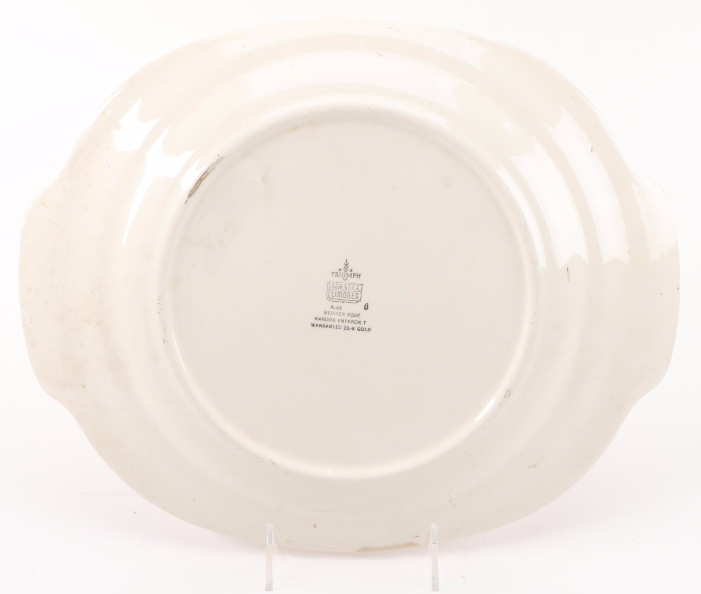 Limoges American "Meissen Rose Red" Porcelain Dinnerware, Mid-20th Century