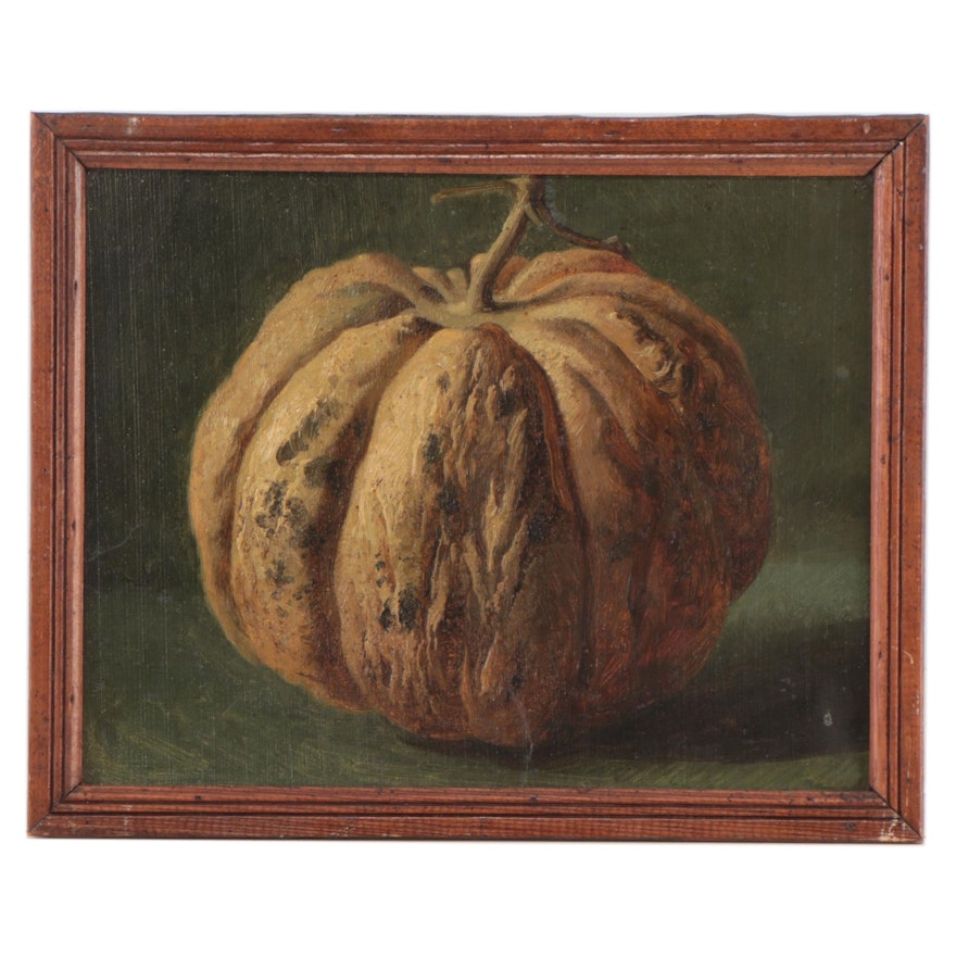 Sill Life Oil Painting of Pumpkin, Late 19th / Early 20th Century