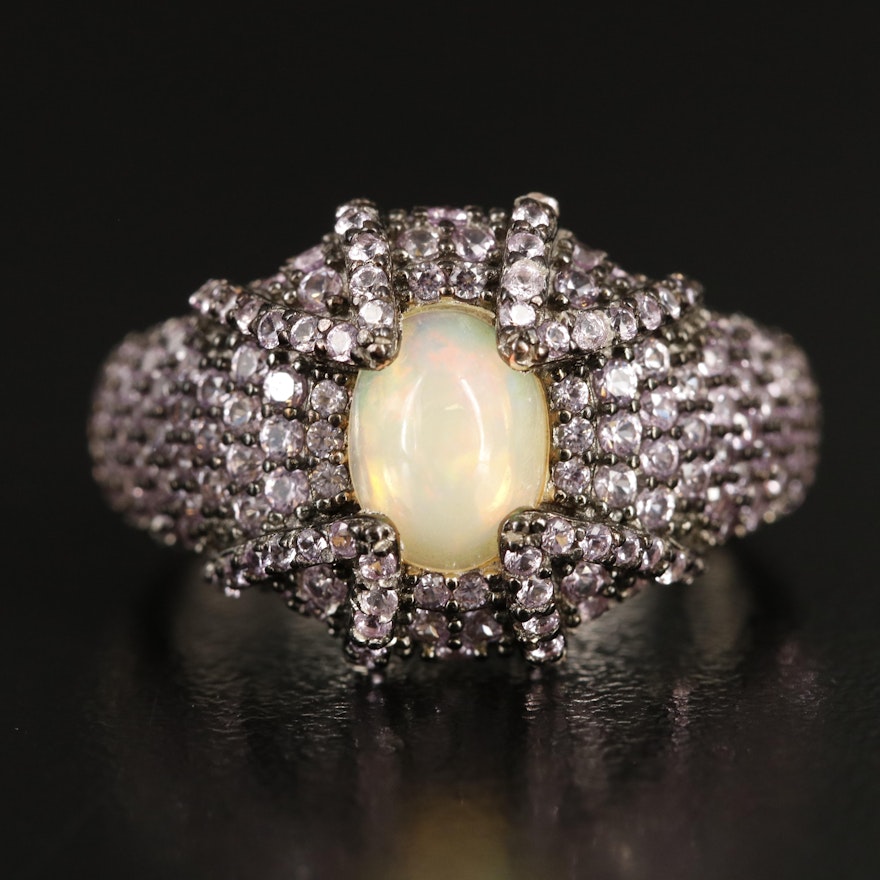 Sterling Sapphire and Opal Ring