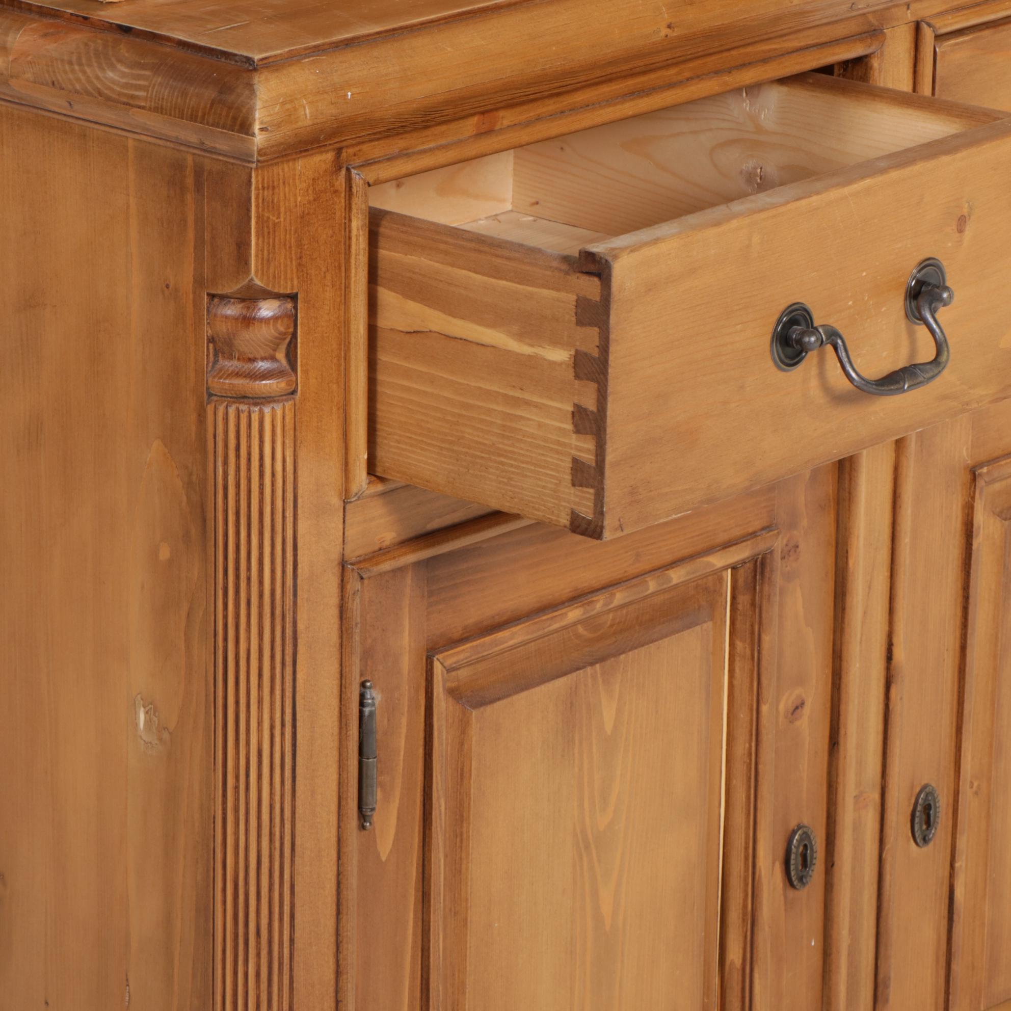 Romanian Rustic Pine China Cabinet, 21st Century