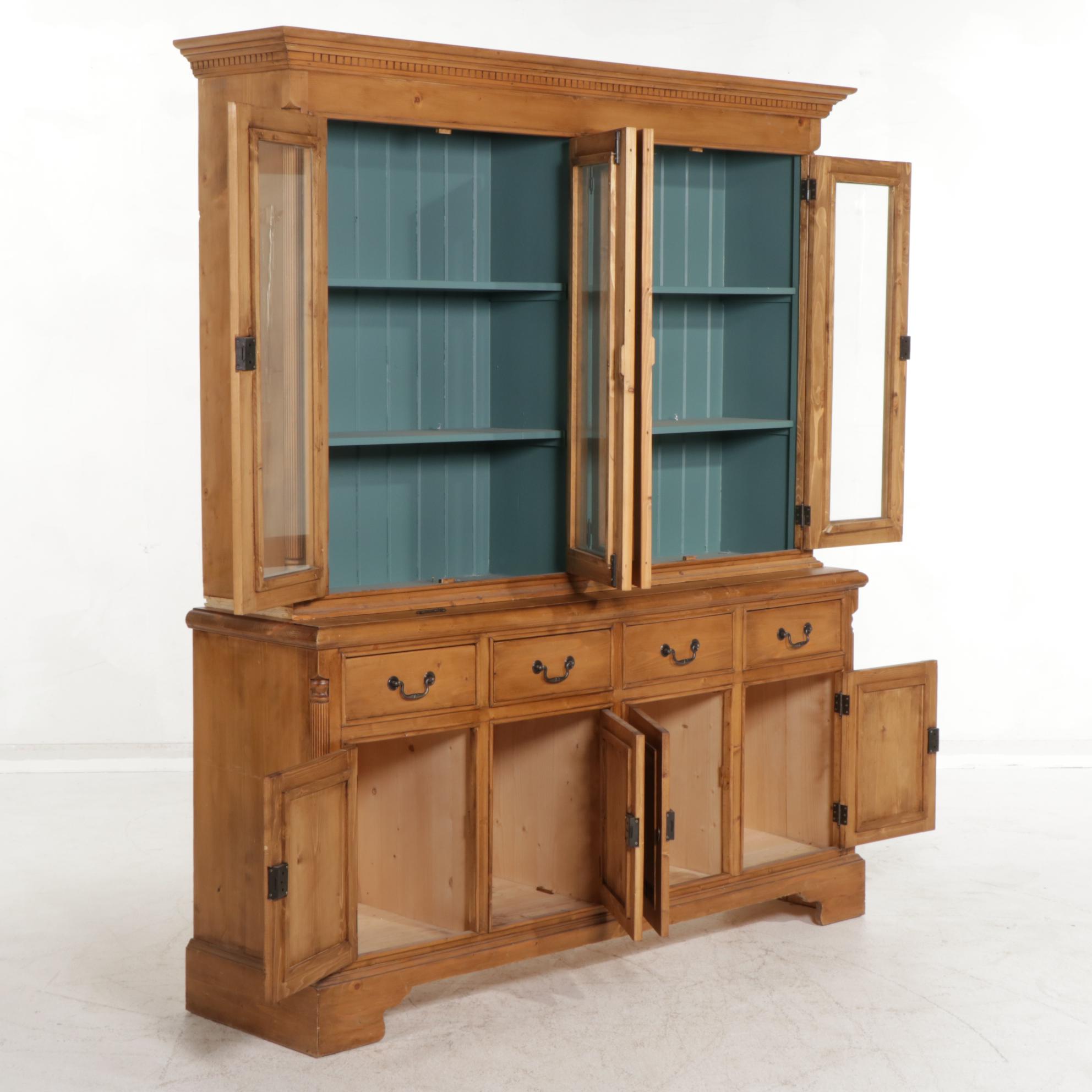Romanian Rustic Pine China Cabinet, 21st Century