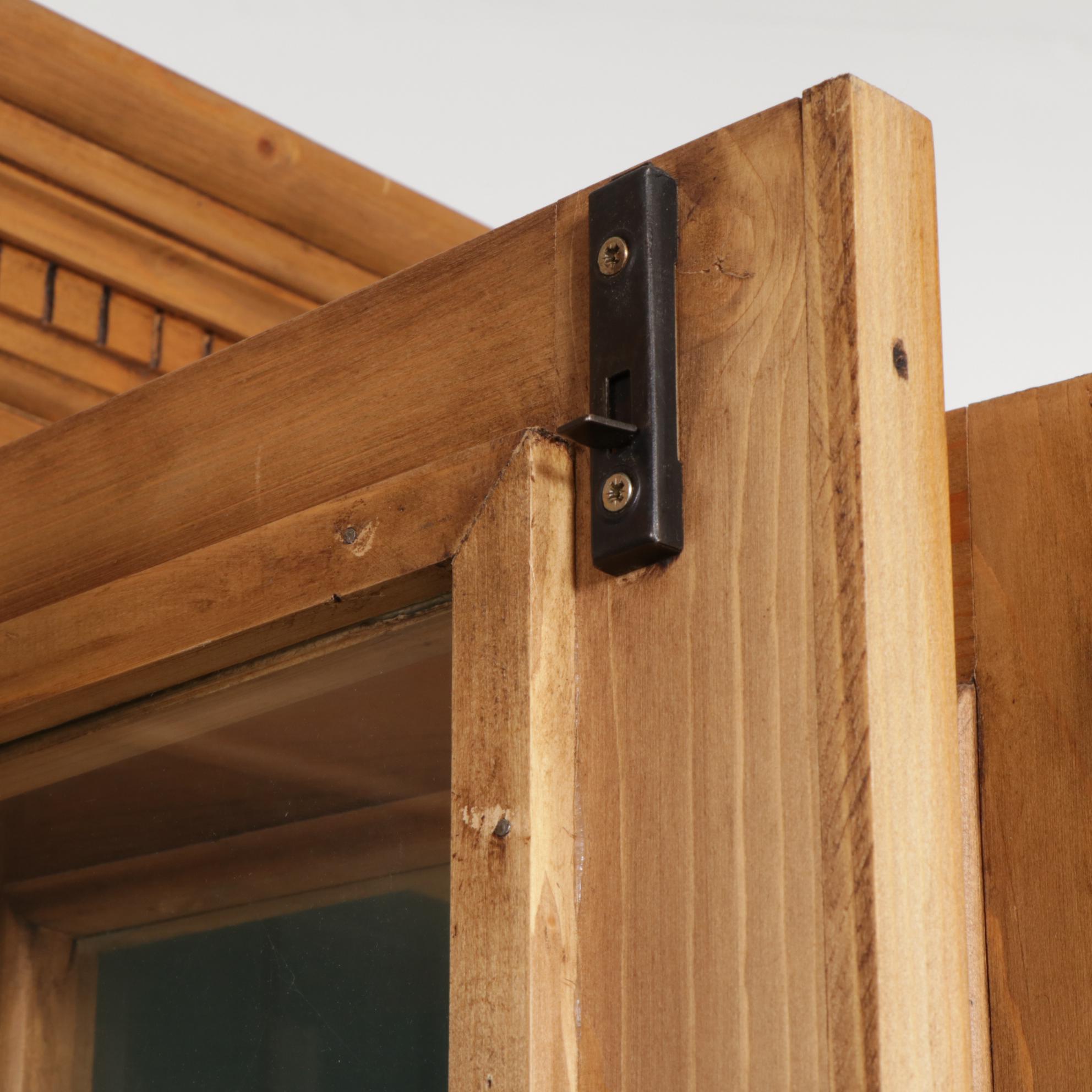 Romanian Rustic Pine China Cabinet, 21st Century