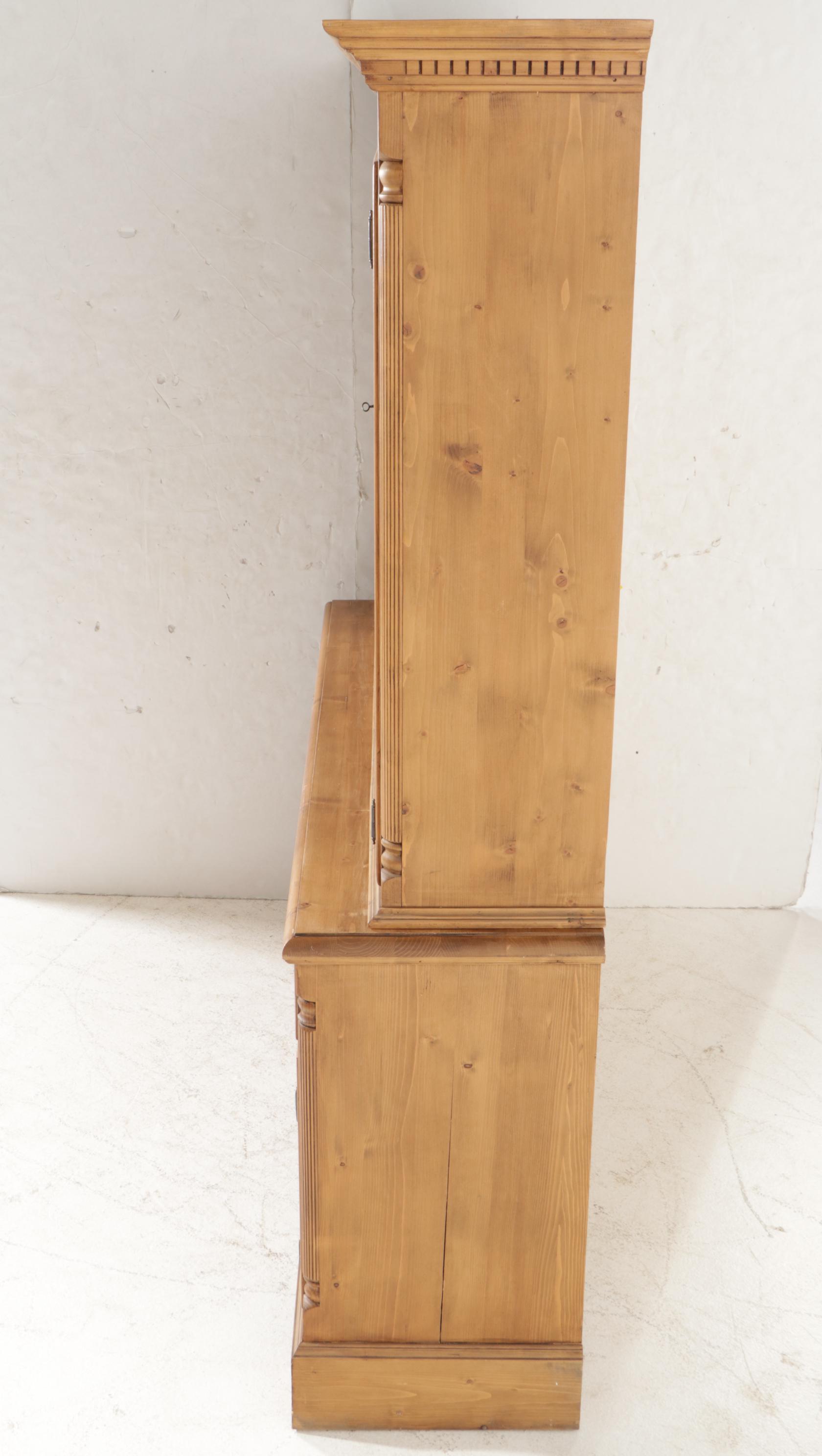 Romanian Rustic Pine China Cabinet, 21st Century