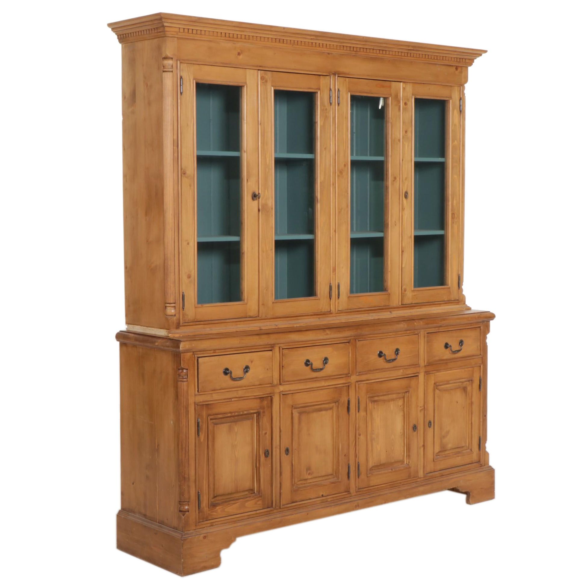 Romanian Rustic Pine China Cabinet, 21st Century