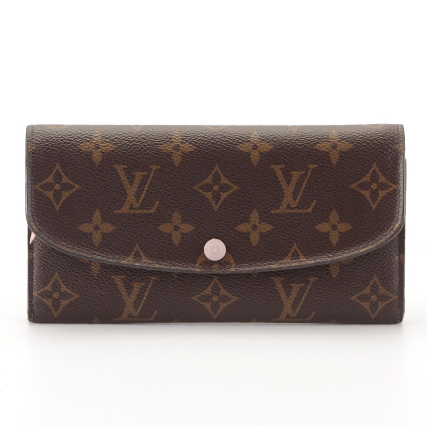 Louis Vuitton Emilie Wallet in Monogram Canvas and Rose Ballerine Leather